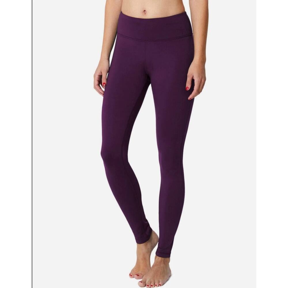Baleaf Women's Mid-Rise Fleece Lined Basic Leggings Purple Plus Size 3XL